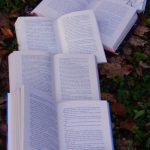 Printed paper samples laid out