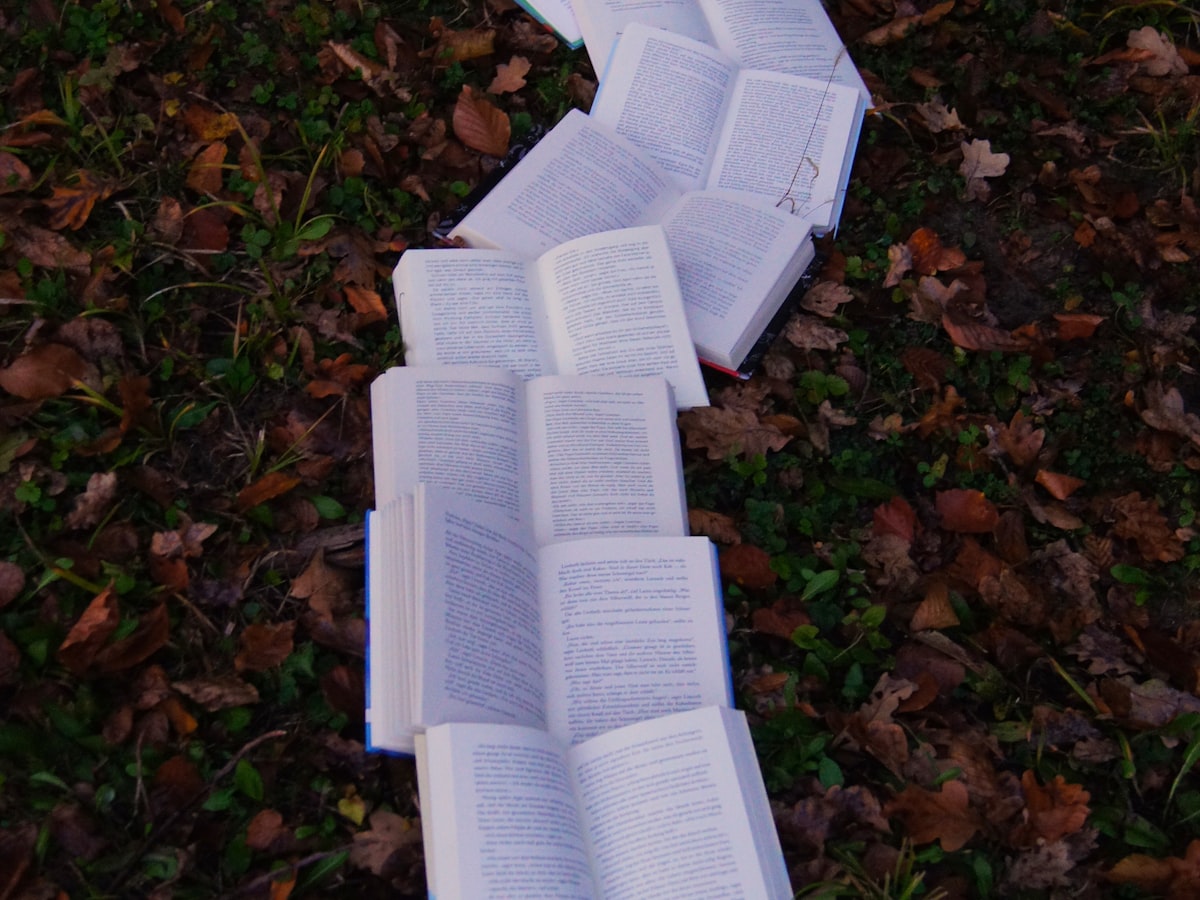 Printed paper samples laid out